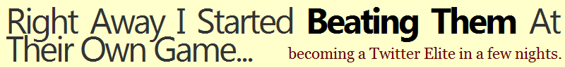 Right Away I Started Beating Them At Their Own Game... becoming a Twitter Elite in a few nights.